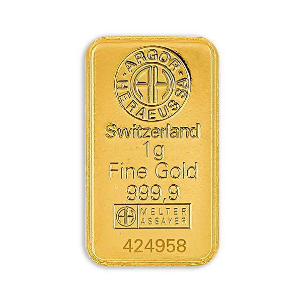 1 gram Gold Bar | Argor-Heraeus